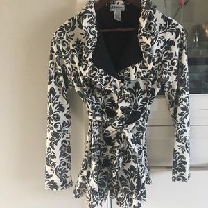 Damask print blazer cardigan jacket XS